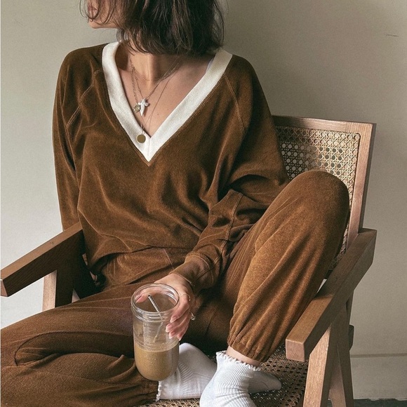 The Great. The Microterry V-Neck Sweatshirt - Picture 1 of 6
